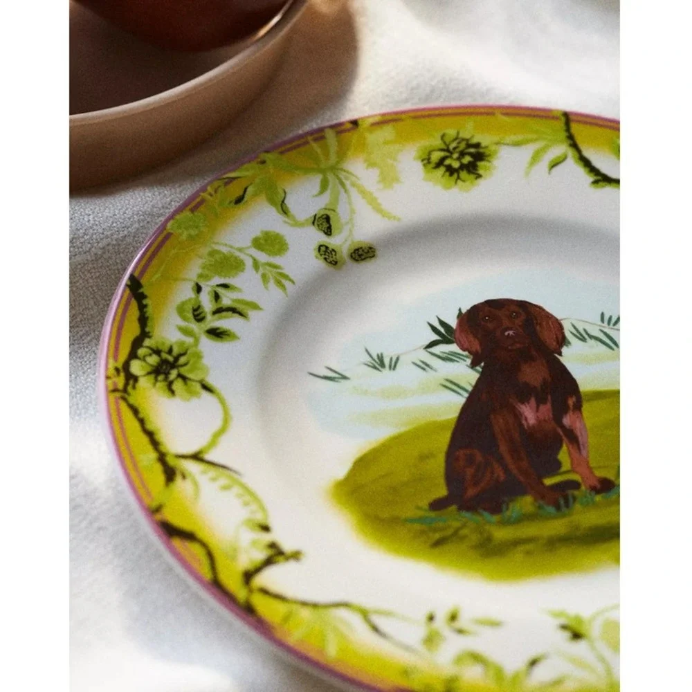 Anthropologie Plate Coffee Mug Cup Dog Lover Gift Portobello Spaniel Pointer Lab